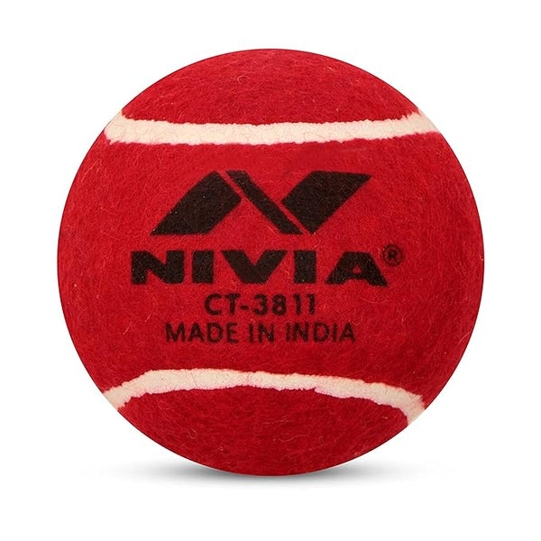 NIVIA HEAVY TENNIS CRICKET BALL (RED)-PACK OF 12